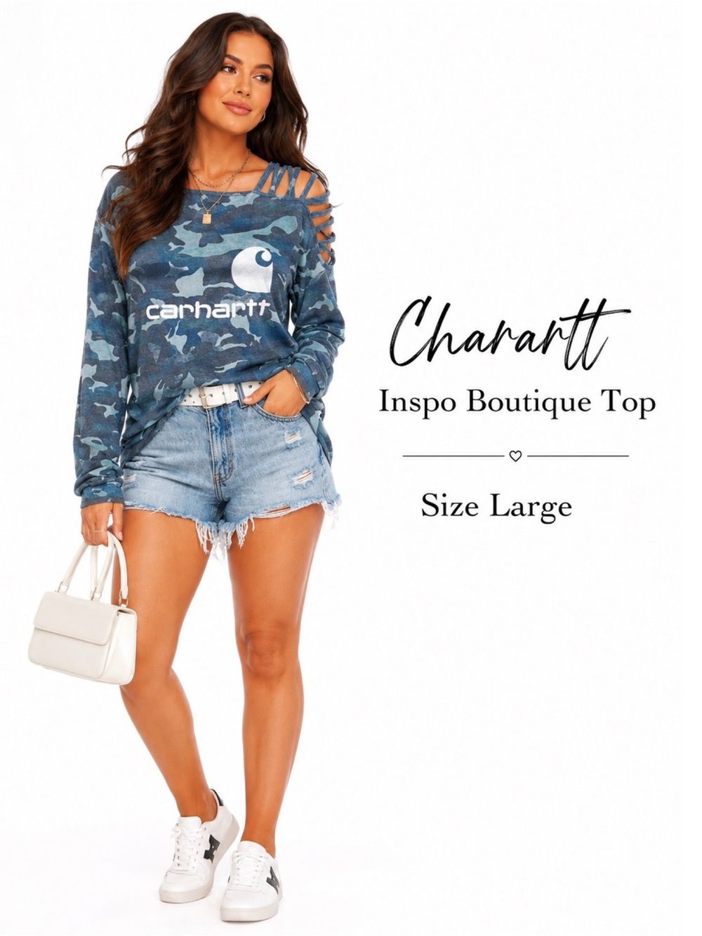 CARHARTT Inspo Boutique Camo Strappy Top Size Large